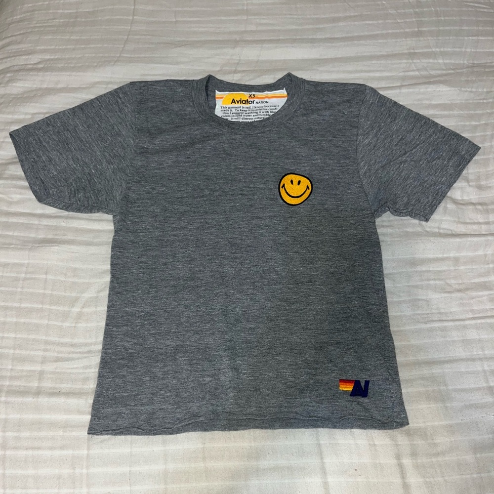 aviator nation smiley boyfriend tee